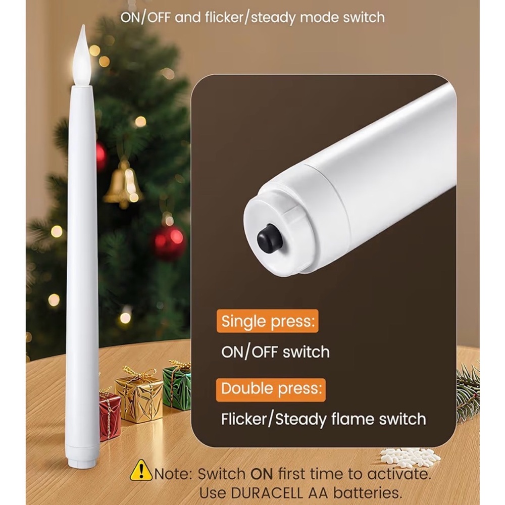 4 Pack Battery Operated Window Candles 5000K Cool White 12.8 inch Remote Timer - Picture 4 of 5